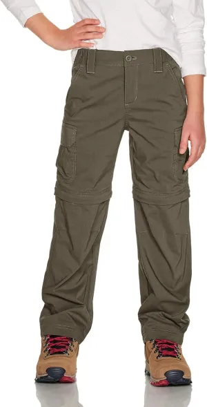 CQR Kids Youth Hiking Cargo Pants, UPF 50  Quick Dry Convertible Zip Off Pants, Outdoor Camping Pants