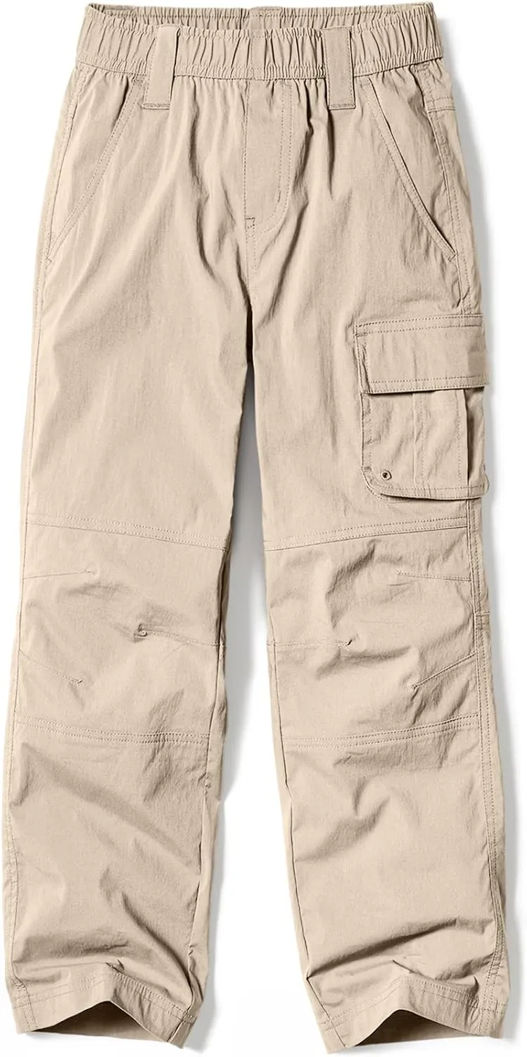 CQR Kids Youth Hiking Cargo Pants, UPF50  Quick Dry Outdoor Camping Pants