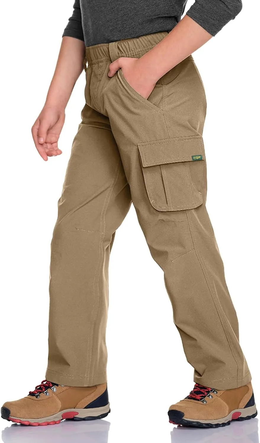 CQR Kids Youth Hiking Cargo Pants, UPF50  Quick Dry Outdoor Camping Pants