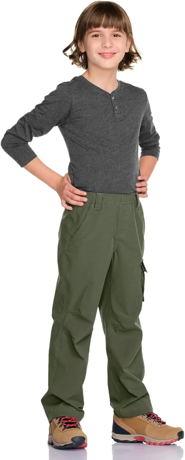 CQR Kids Youth Hiking Cargo Pants, UPF50  Quick Dry Outdoor Camping Pants