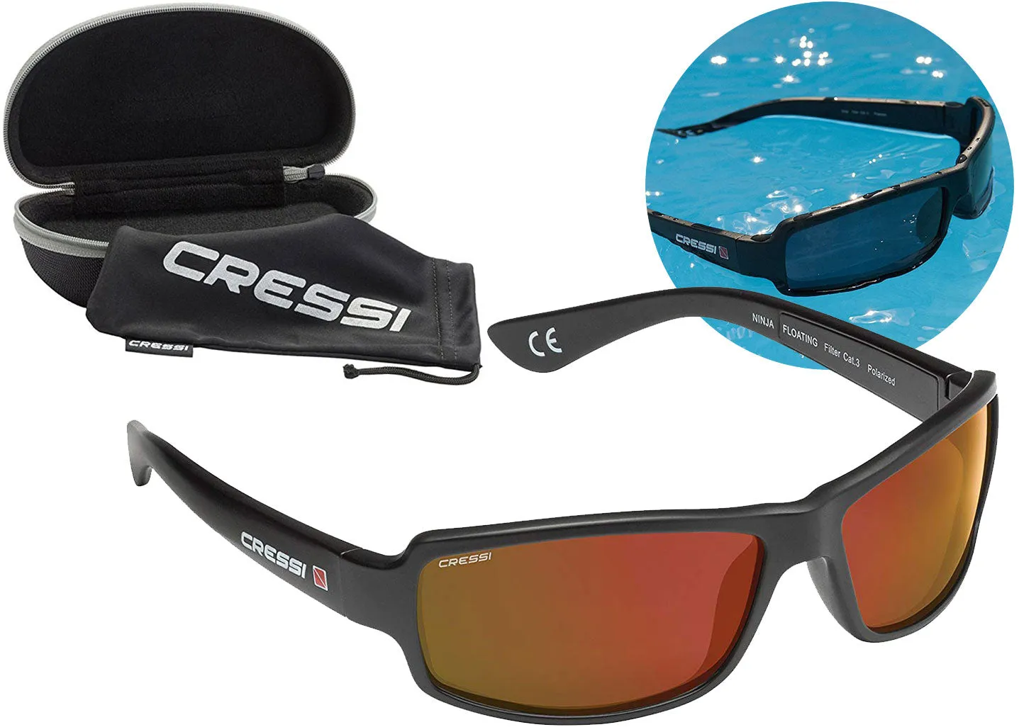 Cressi Ninja Floating TAC Polarized Wrap Around Sport Sunglasses Unsinkable