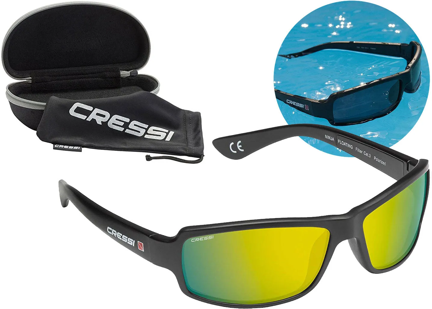 Cressi Ninja Floating TAC Polarized Wrap Around Sport Sunglasses Unsinkable