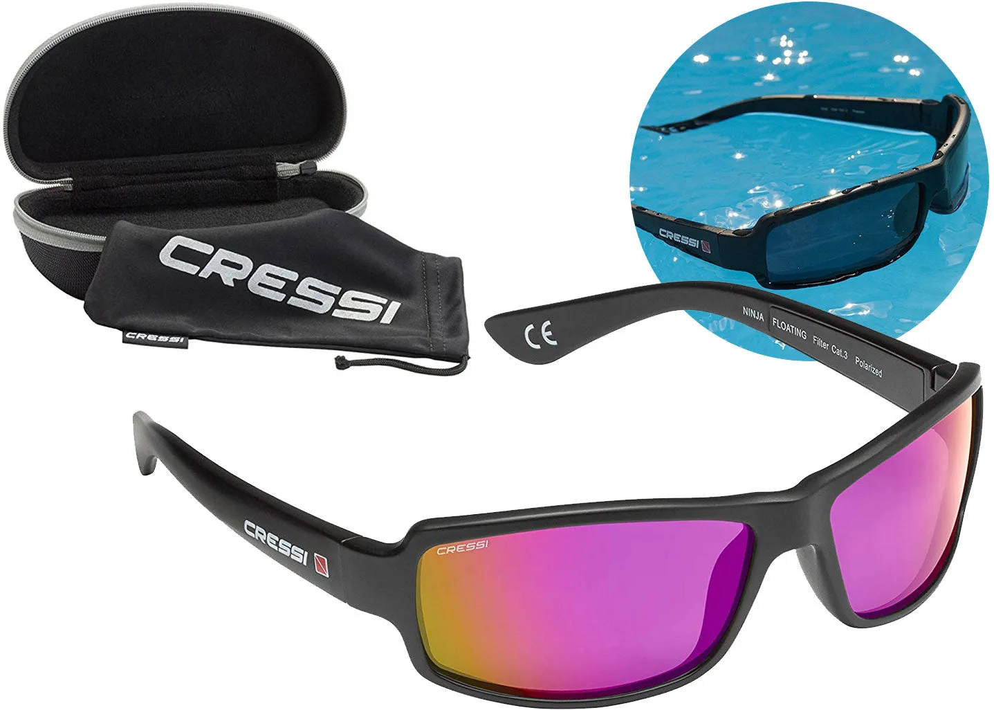 Cressi Ninja Floating TAC Polarized Wrap Around Sport Sunglasses Unsinkable