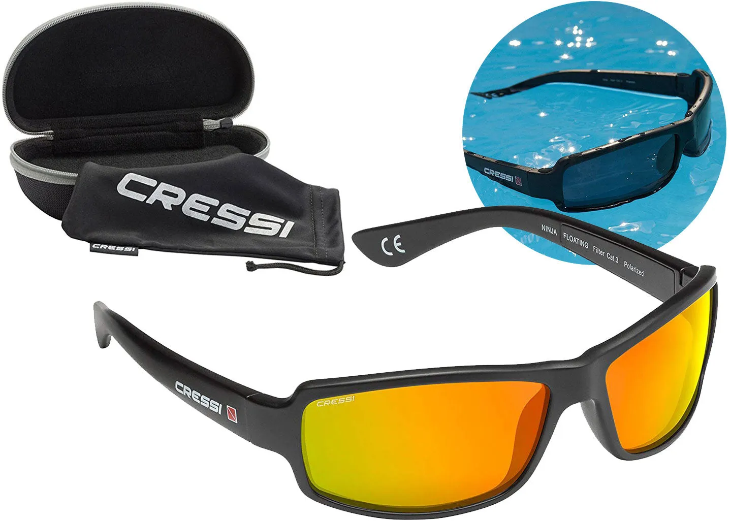 Cressi Ninja Floating TAC Polarized Wrap Around Sport Sunglasses Unsinkable