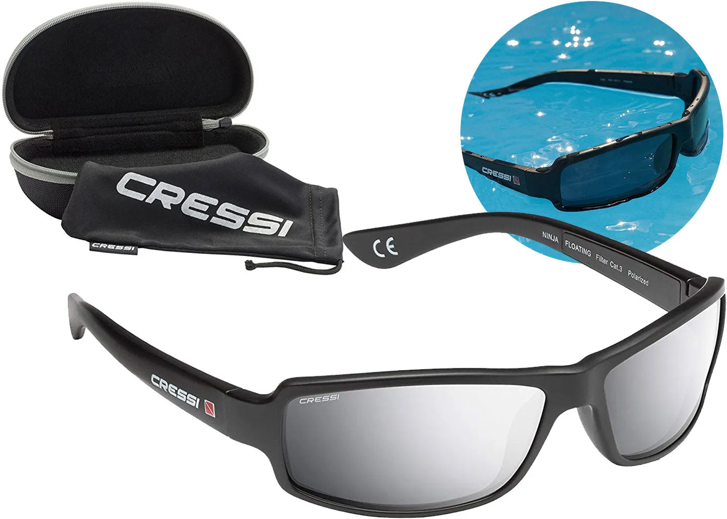 Cressi Ninja Floating TAC Polarized Wrap Around Sport Sunglasses Unsinkable