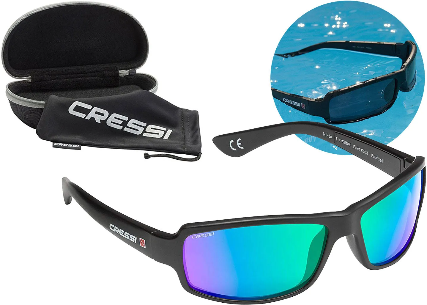 Cressi Ninja Floating TAC Polarized Wrap Around Sport Sunglasses Unsinkable