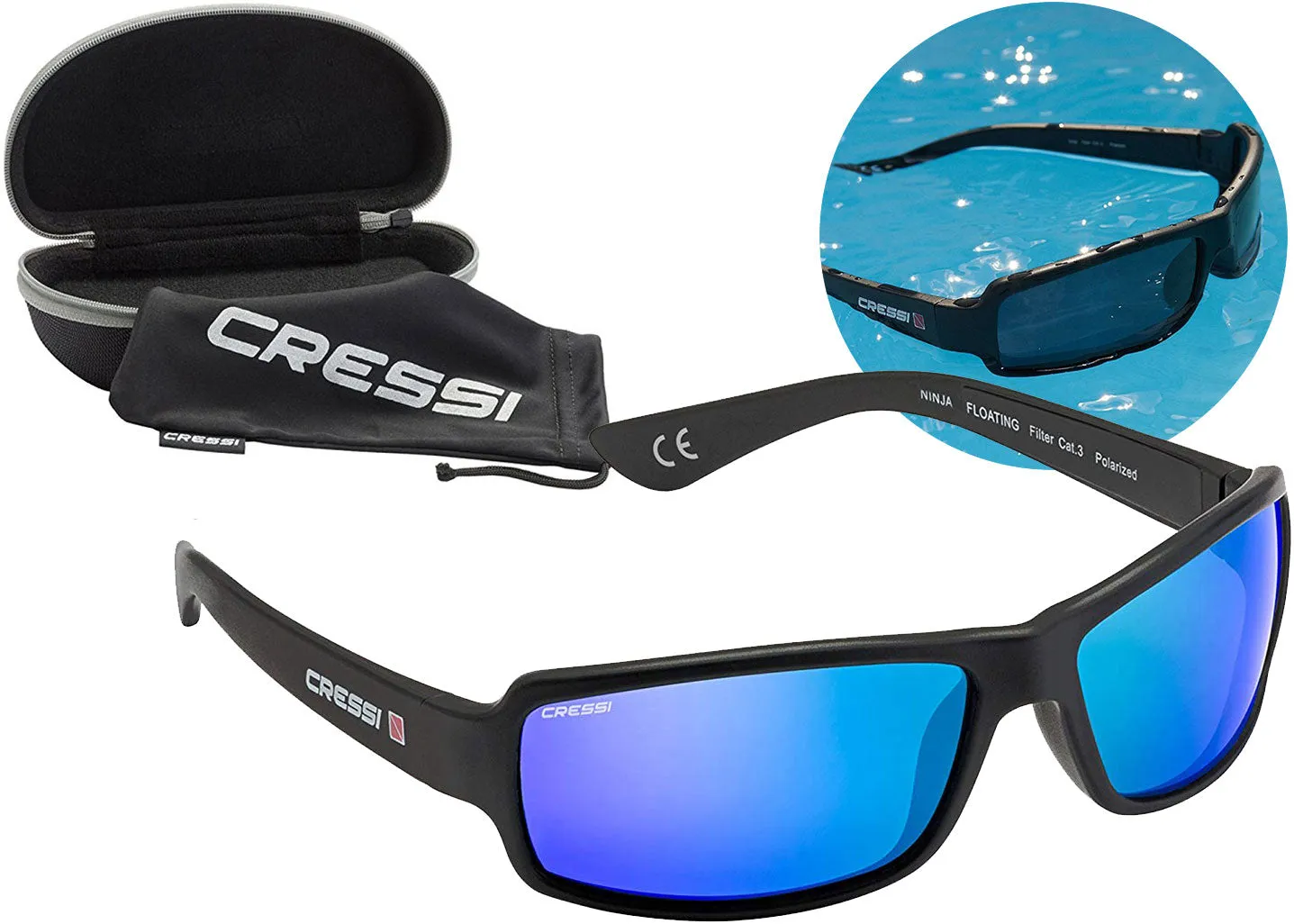 Cressi Ninja Floating TAC Polarized Wrap Around Sport Sunglasses Unsinkable