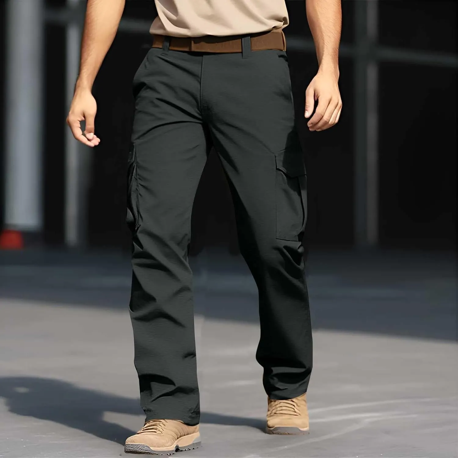 CRNTCEM Men's Hiking Cargo Pants Waterproof Quick-Dry Fishing Work Outdoor Pants Lightweight Water Resistant Ripstop Pants