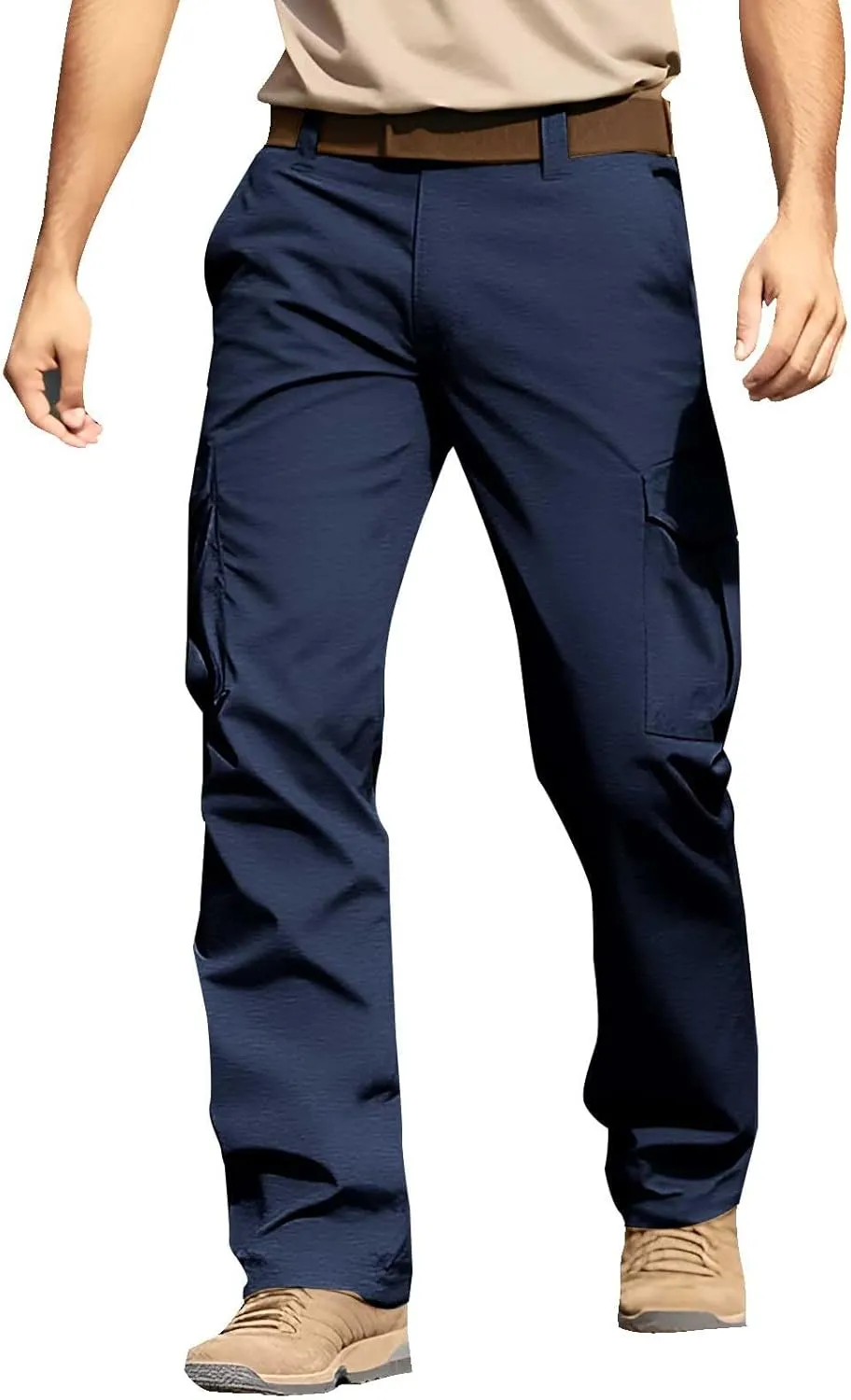 CRNTCEM Men's Hiking Cargo Pants Waterproof Quick-Dry Fishing Work Outdoor Pants Lightweight Water Resistant Ripstop Pants