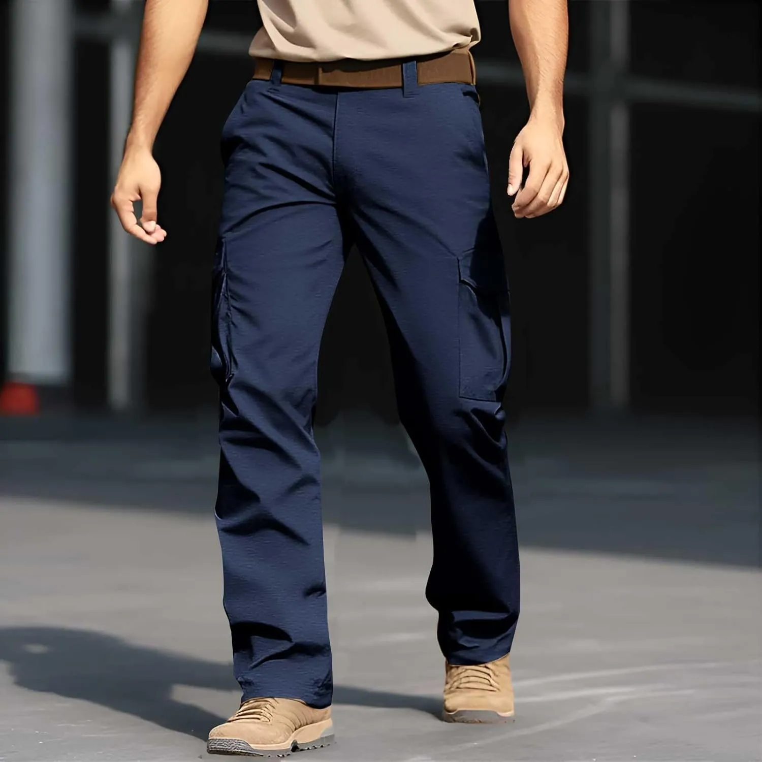 CRNTCEM Men's Hiking Cargo Pants Waterproof Quick-Dry Fishing Work Outdoor Pants Lightweight Water Resistant Ripstop Pants