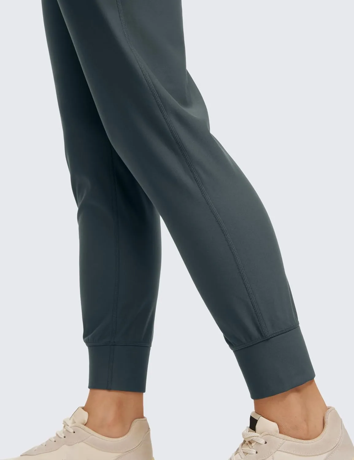 CRZ YOGA Womens Fleece Lined Workout Joggers with Pockets 27.5" - Hiking Running Outdoor Pants Water Resistant Winter Warm