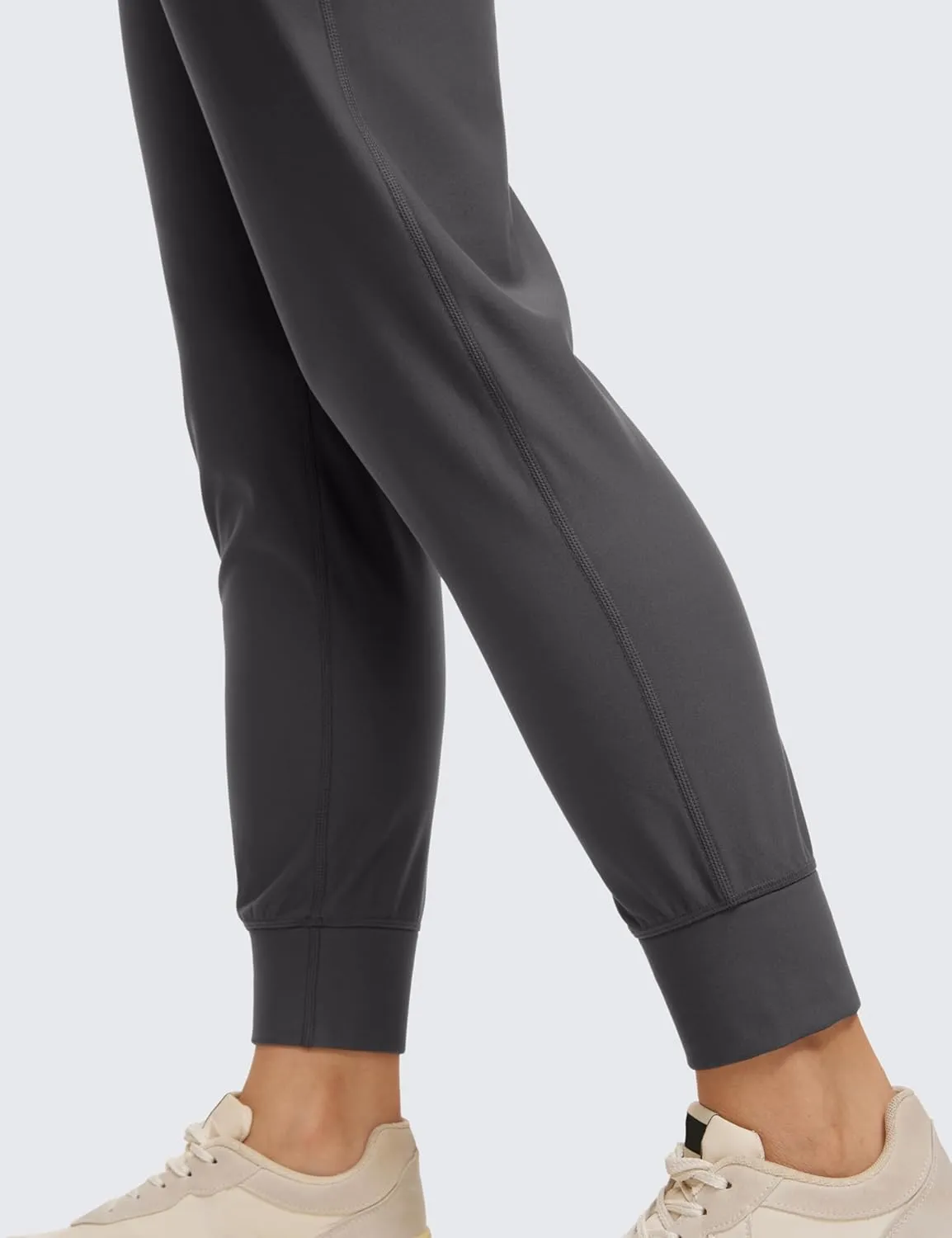 CRZ YOGA Womens Fleece Lined Workout Joggers with Pockets 27.5" - Hiking Running Outdoor Pants Water Resistant Winter Warm