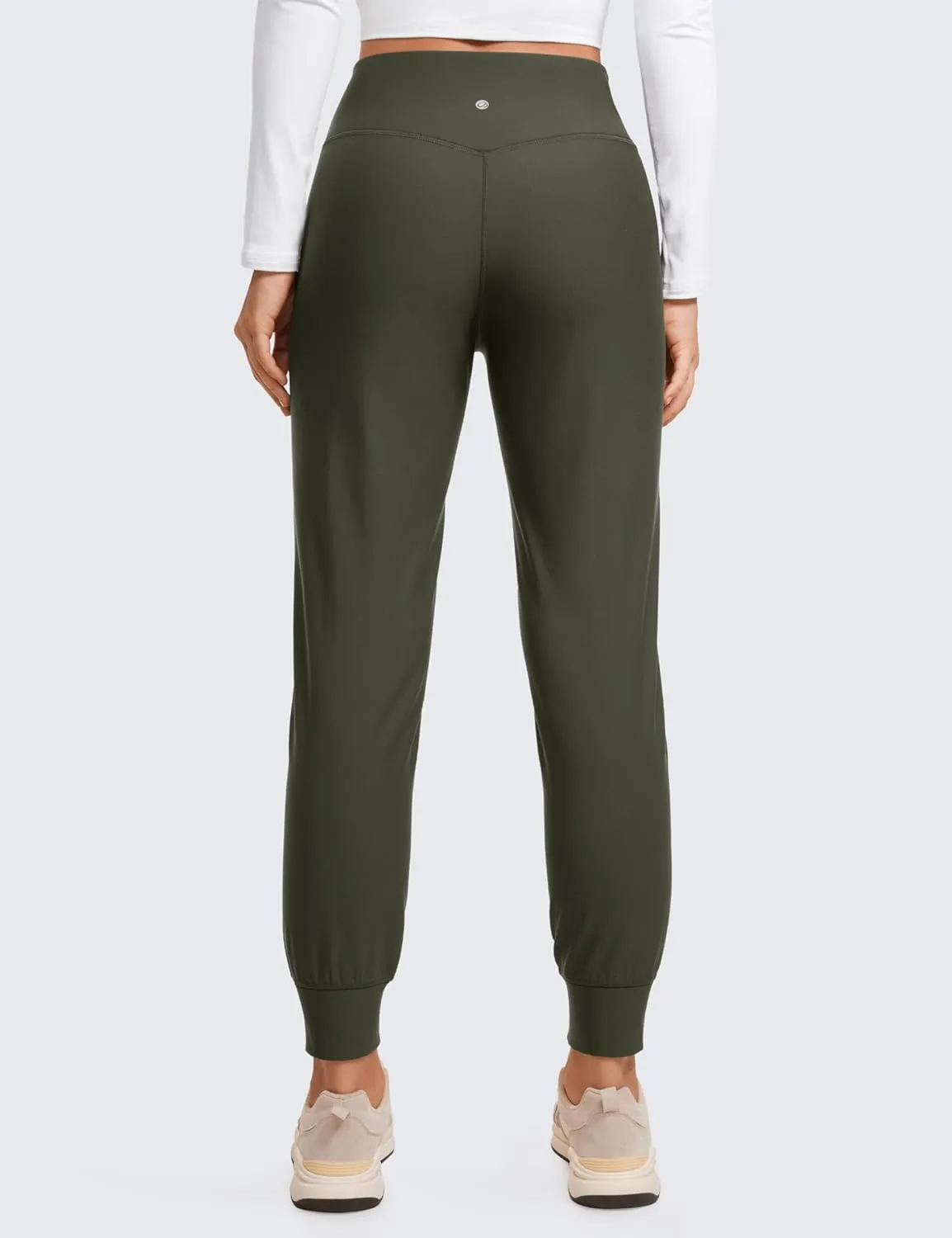 CRZ YOGA Womens Fleece Lined Workout Joggers with Pockets 27.5" - Hiking Running Outdoor Pants Water Resistant Winter Warm
