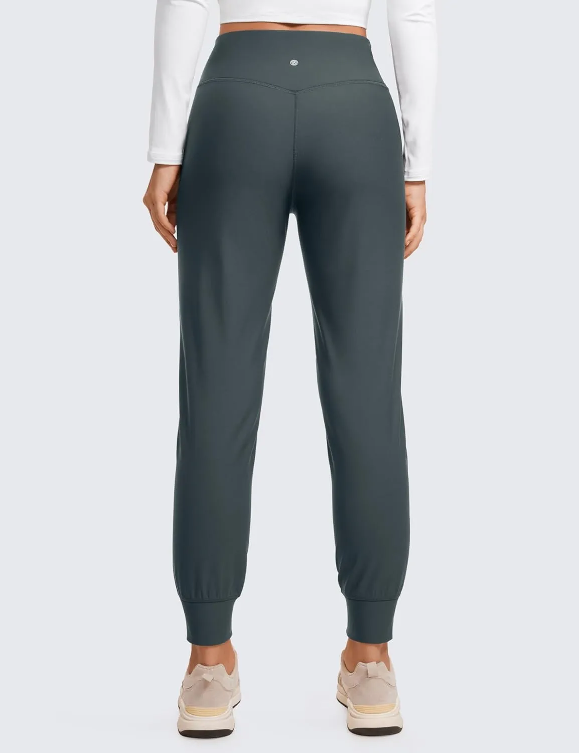 CRZ YOGA Womens Fleece Lined Workout Joggers with Pockets 27.5" - Hiking Running Outdoor Pants Water Resistant Winter Warm