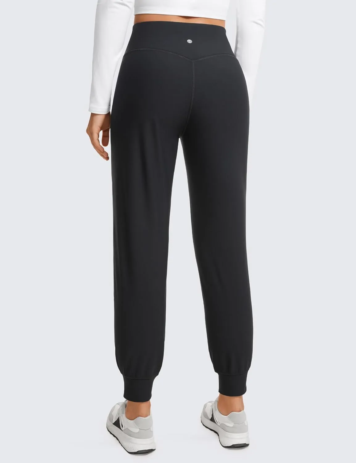 CRZ YOGA Womens Fleece Lined Workout Joggers with Pockets 27.5" - Hiking Running Outdoor Pants Water Resistant Winter Warm