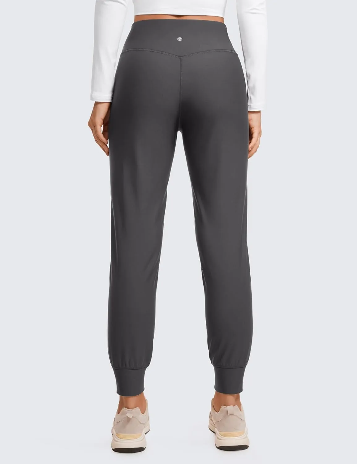 CRZ YOGA Womens Fleece Lined Workout Joggers with Pockets 27.5" - Hiking Running Outdoor Pants Water Resistant Winter Warm
