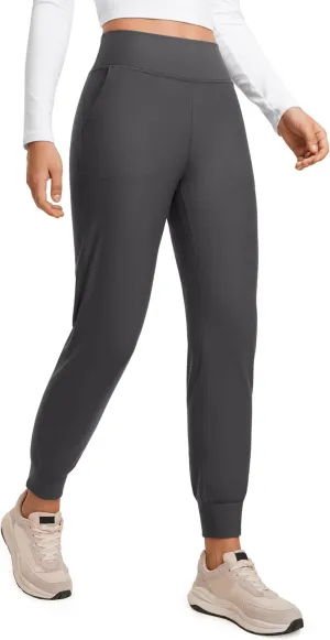 CRZ YOGA Womens Fleece Lined Workout Joggers with Pockets 27.5" - Hiking Running Outdoor Pants Water Resistant Winter Warm