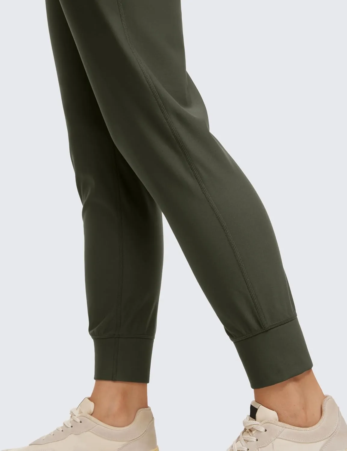 CRZ YOGA Womens Fleece Lined Workout Joggers with Pockets 27.5" - Hiking Running Outdoor Pants Water Resistant Winter Warm