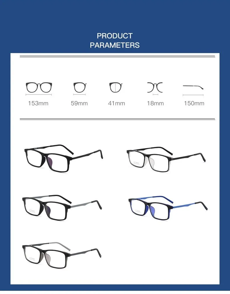 Cubojue Unisex Full Rim 155mm Oversized Tr 90 Titanium Myopic Reading Glasses Fy2009