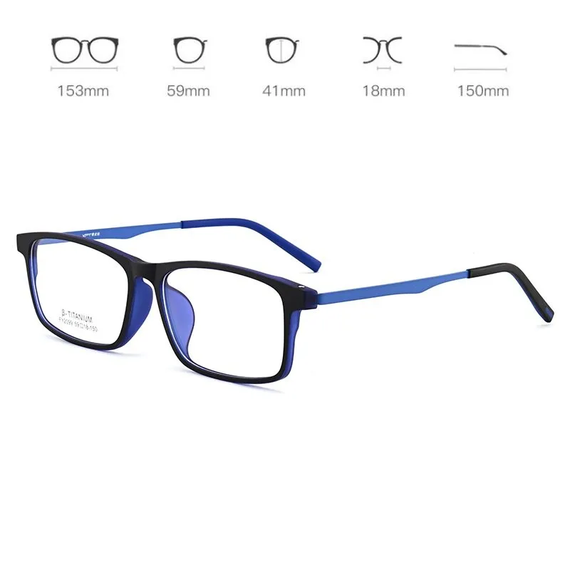 Cubojue Unisex Full Rim 155mm Oversized Tr 90 Titanium Myopic Reading Glasses Fy2009