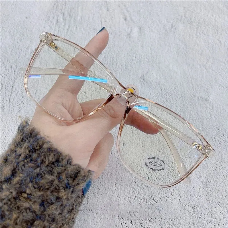 Cubojue Unisex Full Rim Oversized Square Tr 90 Titanium Eyeglasses 30011