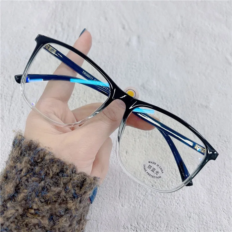 Cubojue Unisex Full Rim Oversized Square Tr 90 Titanium Eyeglasses 30011