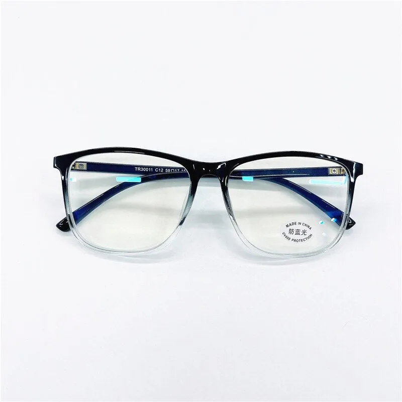 Cubojue Unisex Full Rim Oversized Square Tr 90 Titanium Eyeglasses 30011