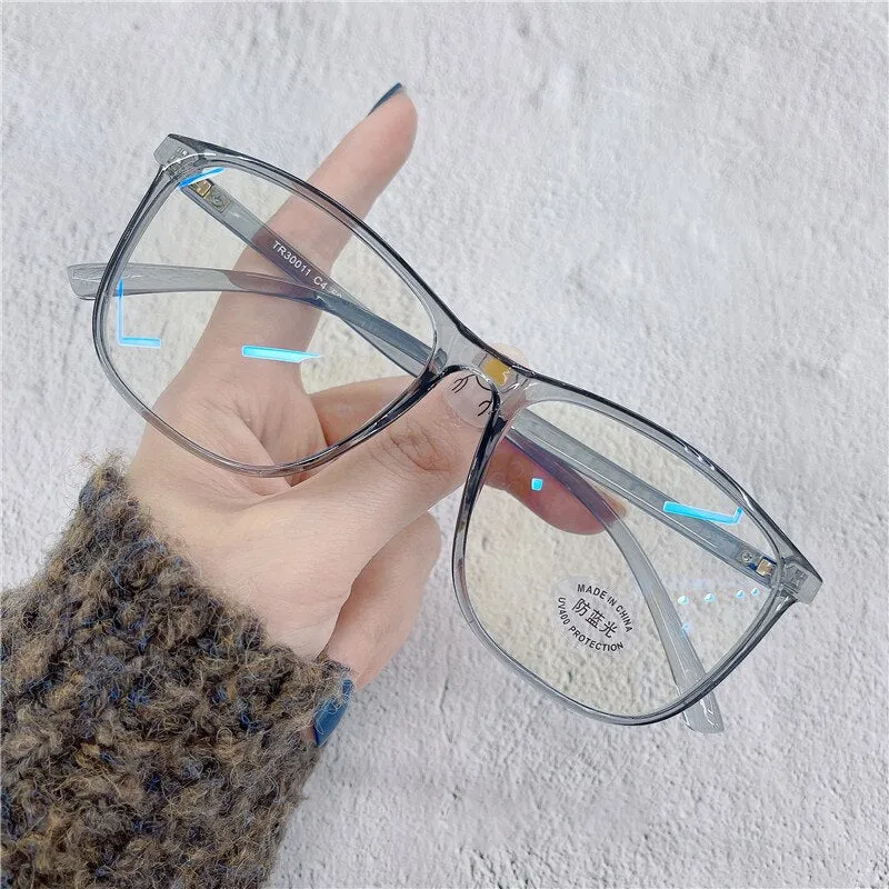 Cubojue Unisex Full Rim Oversized Square Tr 90 Titanium Eyeglasses 30011