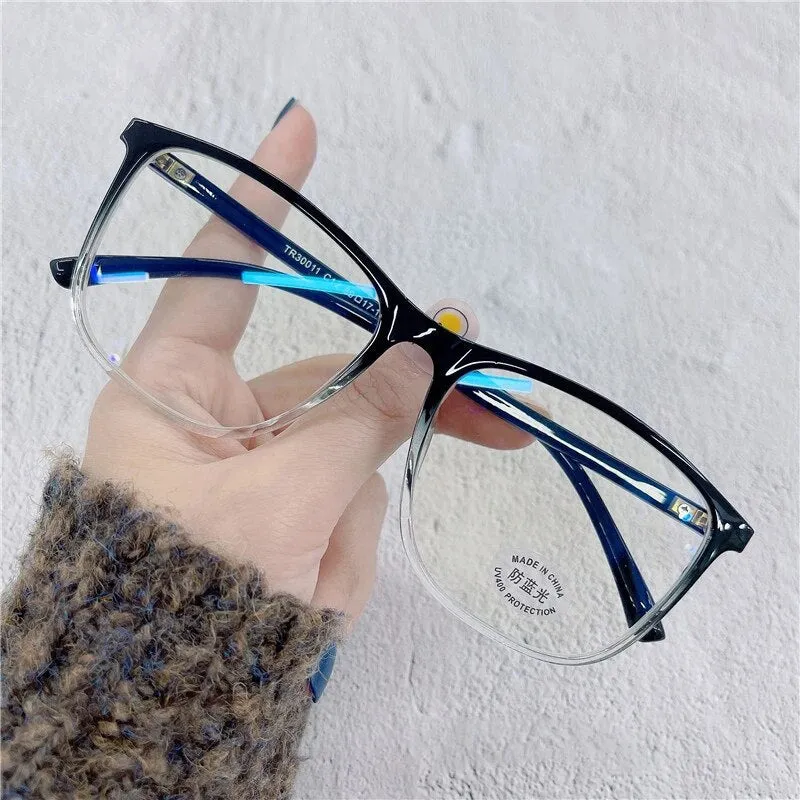 Cubojue Unisex Full Rim Oversized Square Tr 90 Titanium Eyeglasses 30011