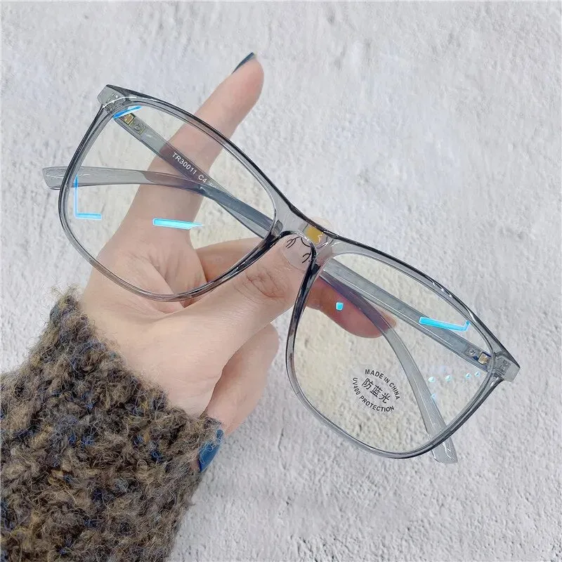 Cubojue Unisex Full Rim Oversized Square Tr 90 Titanium Eyeglasses 30011