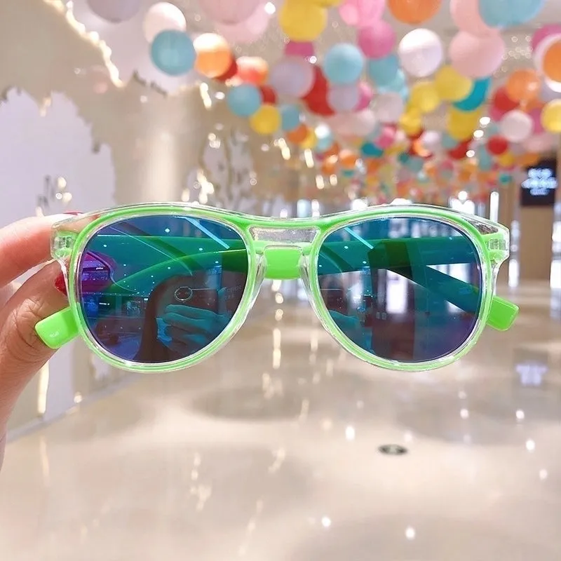 Cute Heart Shape Floral Polycarbonate Round Frame Square Oval Frame Full Frame Kids Sunglasses