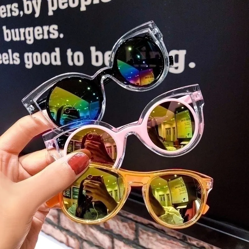 Cute Heart Shape Floral Polycarbonate Round Frame Square Oval Frame Full Frame Kids Sunglasses