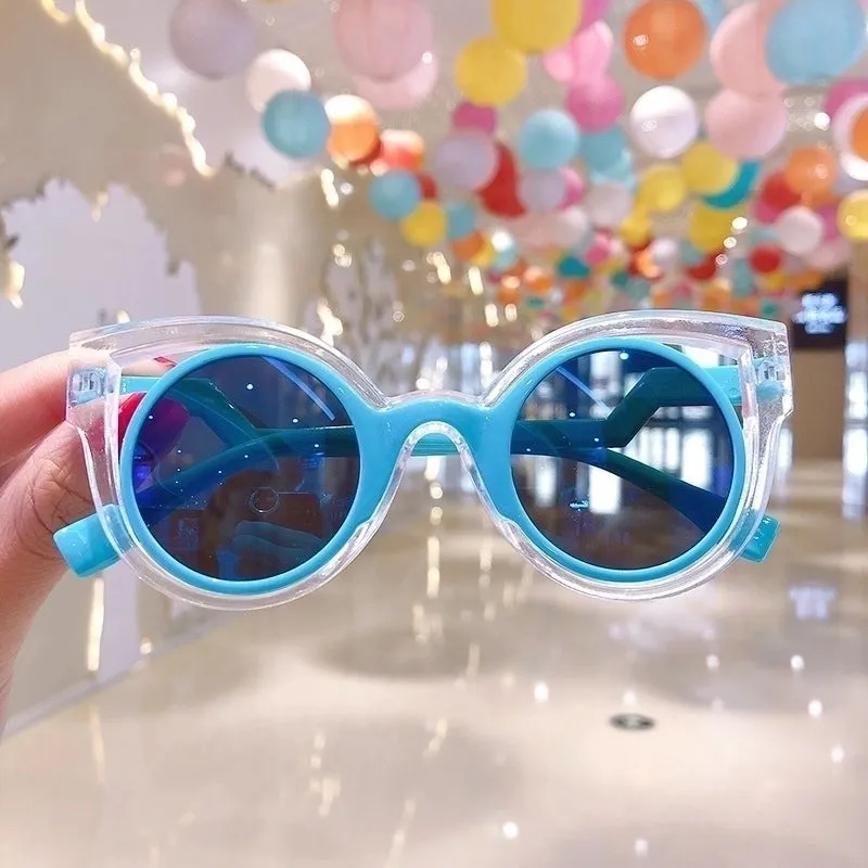 Cute Heart Shape Floral Polycarbonate Round Frame Square Oval Frame Full Frame Kids Sunglasses