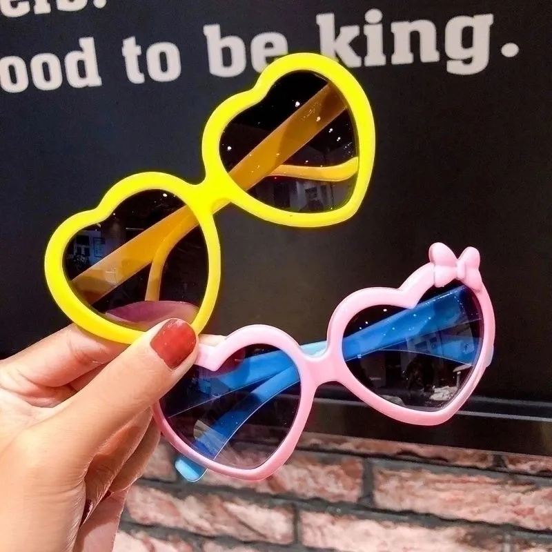 Cute Heart Shape Floral Polycarbonate Round Frame Square Oval Frame Full Frame Kids Sunglasses