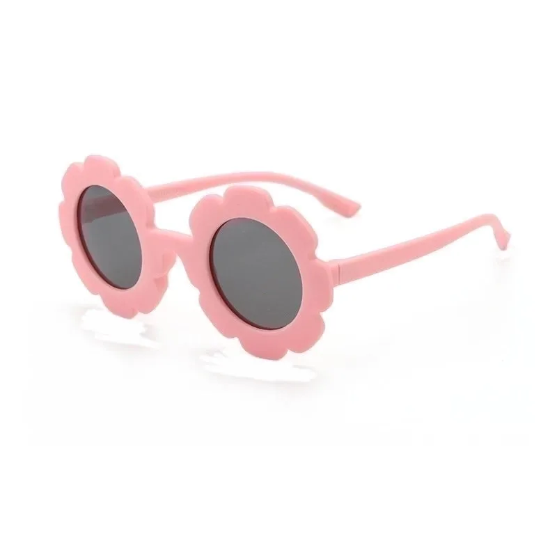 Cute Heart Shape Floral Polycarbonate Round Frame Square Oval Frame Full Frame Kids Sunglasses