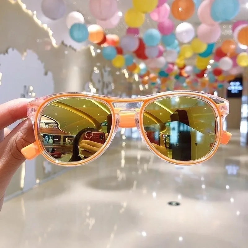 Cute Heart Shape Floral Polycarbonate Round Frame Square Oval Frame Full Frame Kids Sunglasses