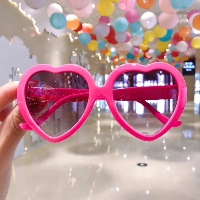Cute Heart Shape Floral Polycarbonate Round Frame Square Oval Frame Full Frame Kids Sunglasses