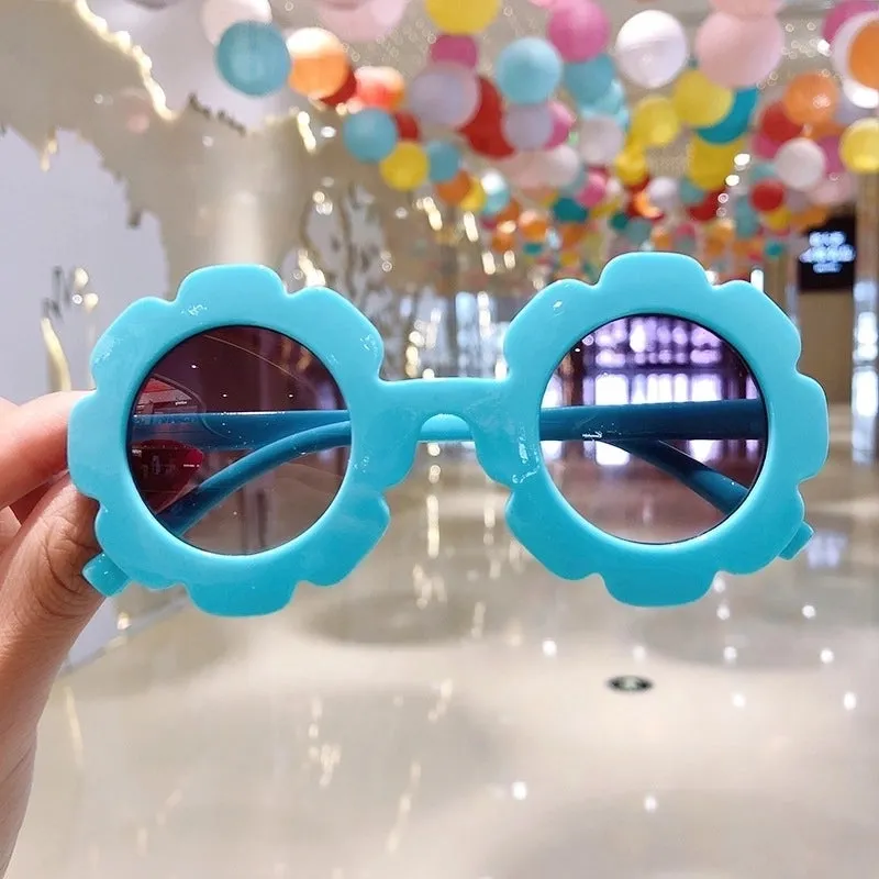 Cute Heart Shape Floral Polycarbonate Round Frame Square Oval Frame Full Frame Kids Sunglasses
