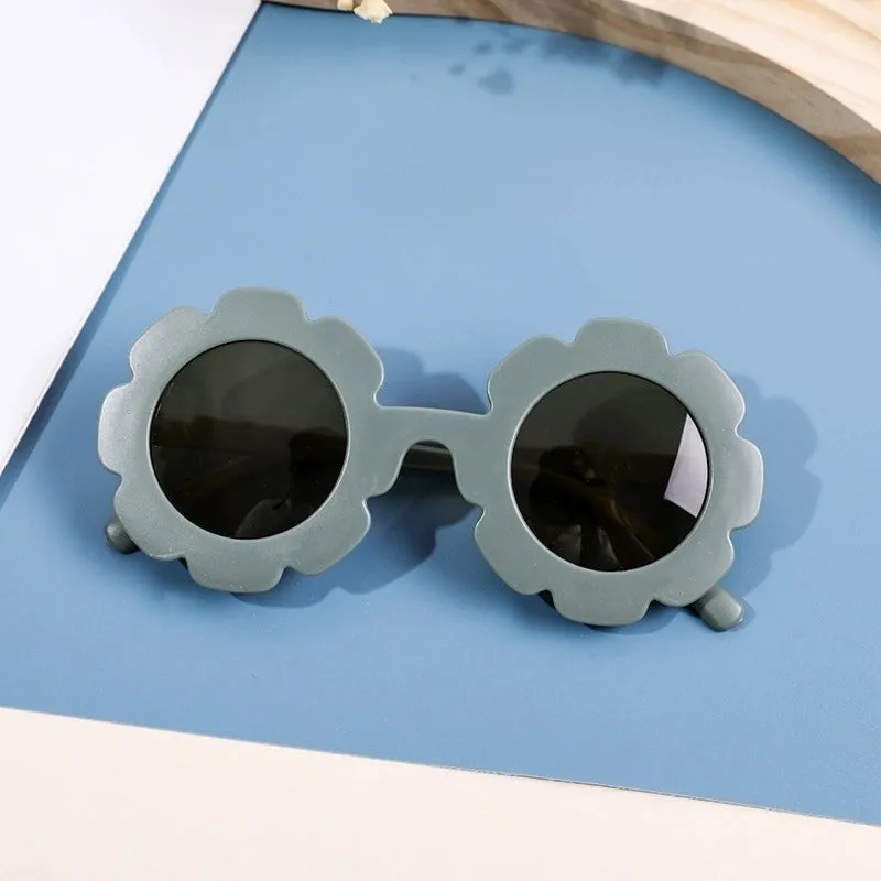 Cute Solid Color Round Frame Full Frame Kids Sunglasses