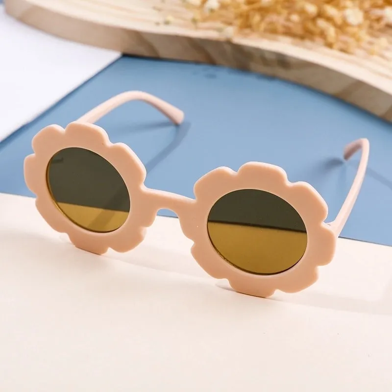 Cute Solid Color Round Frame Full Frame Kids Sunglasses