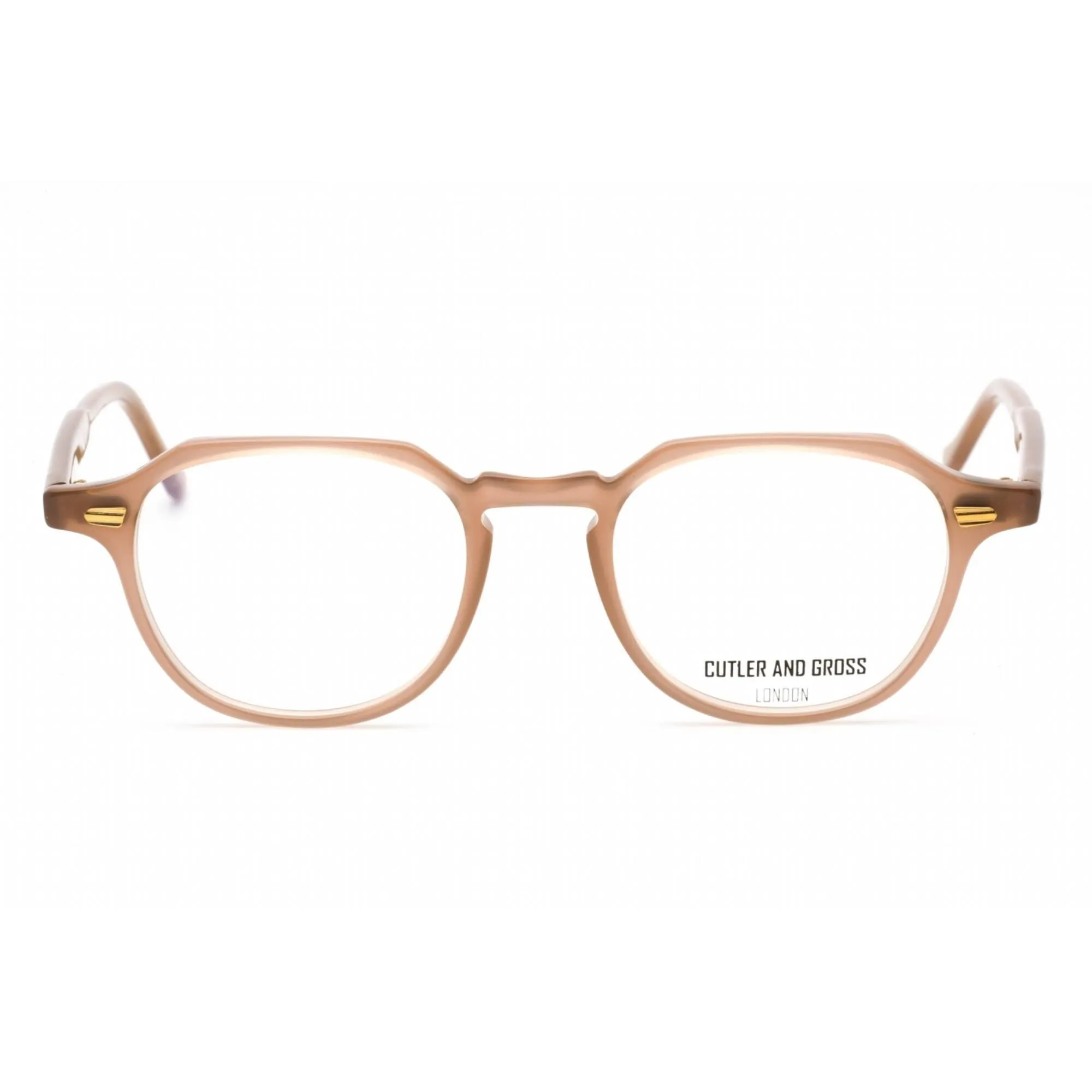 Cutler And Gross Unisex Eyeglasses - Brown/Beige Round Frame Clear Lens | CG1313 001