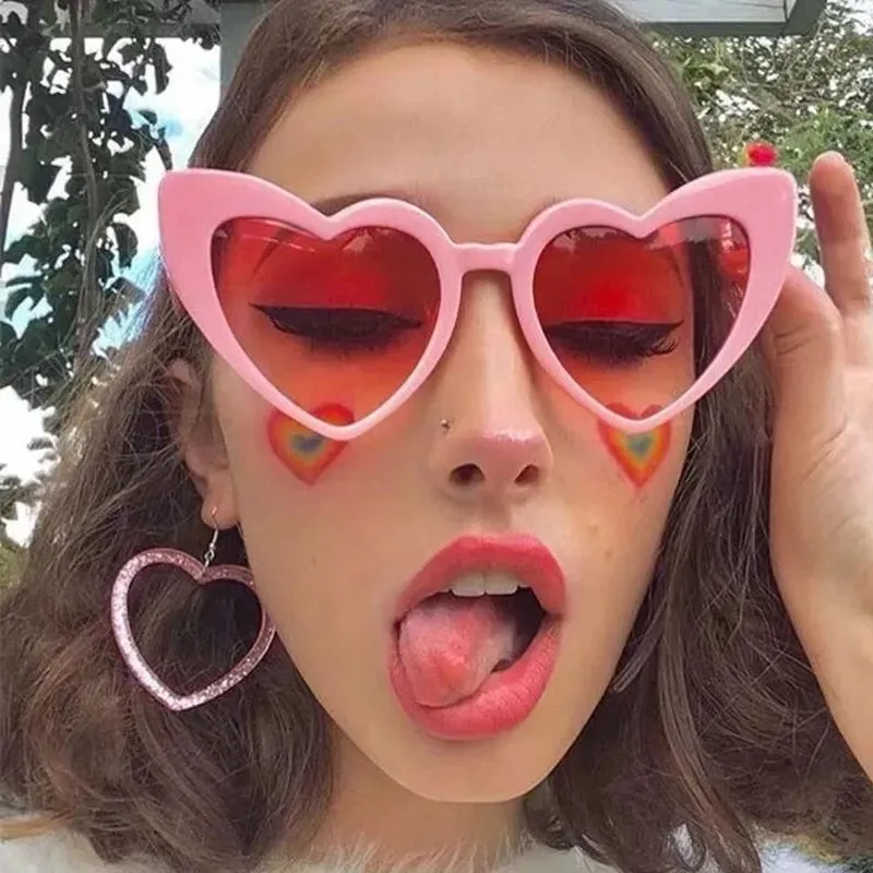 Cycling Pink Heart Shaped Sunglasses Women Cat Eye Female Sun Glasses Luxury Brand Retro Love Eyewear Men Oversized Shade UV400