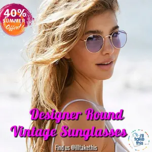 Designer Round Sunglasses Women or Mens Vintage Retro Mirror Glasses - Lots of colors to choose from