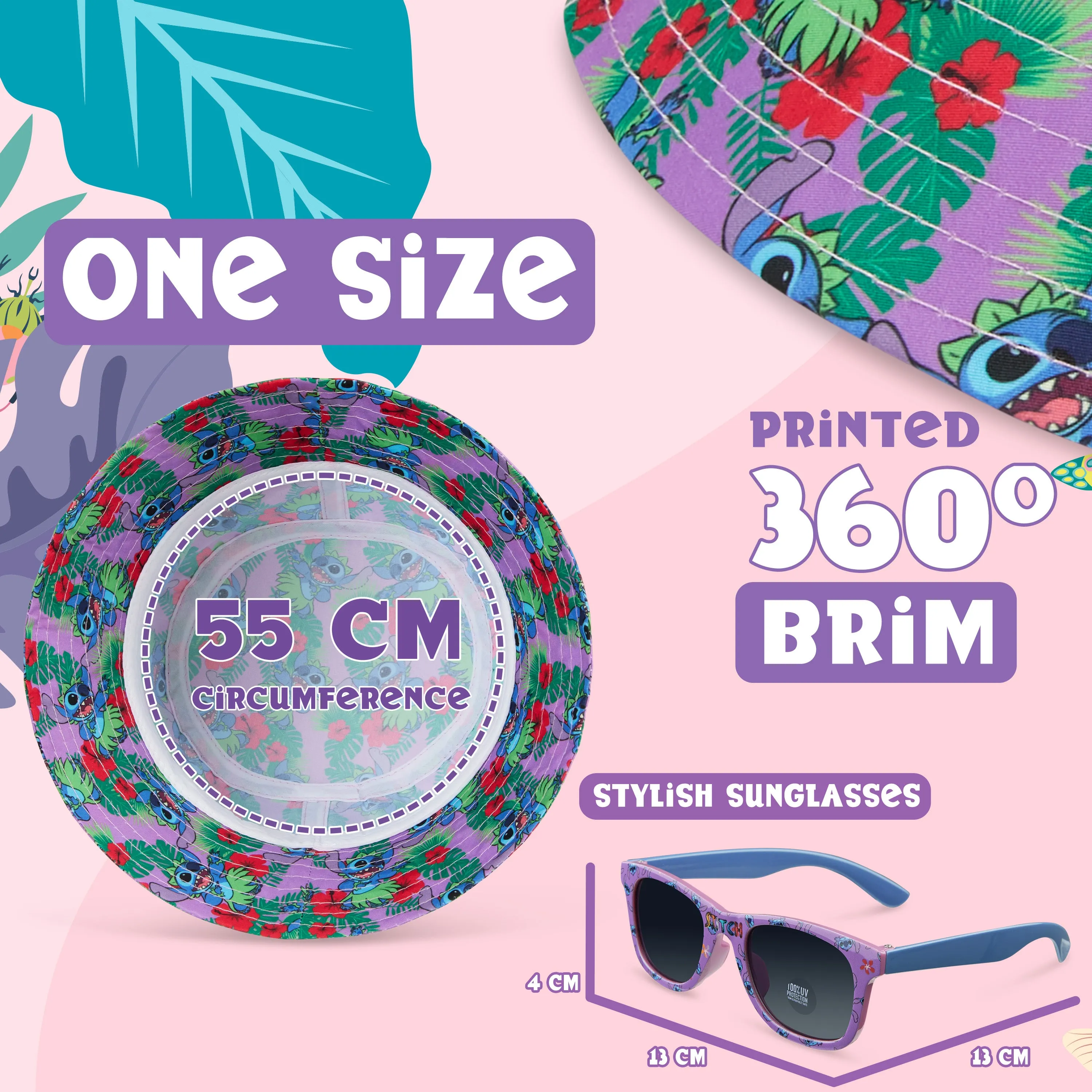 Disney Stitch Sunglasses and Bucket Hat & Sunglasses