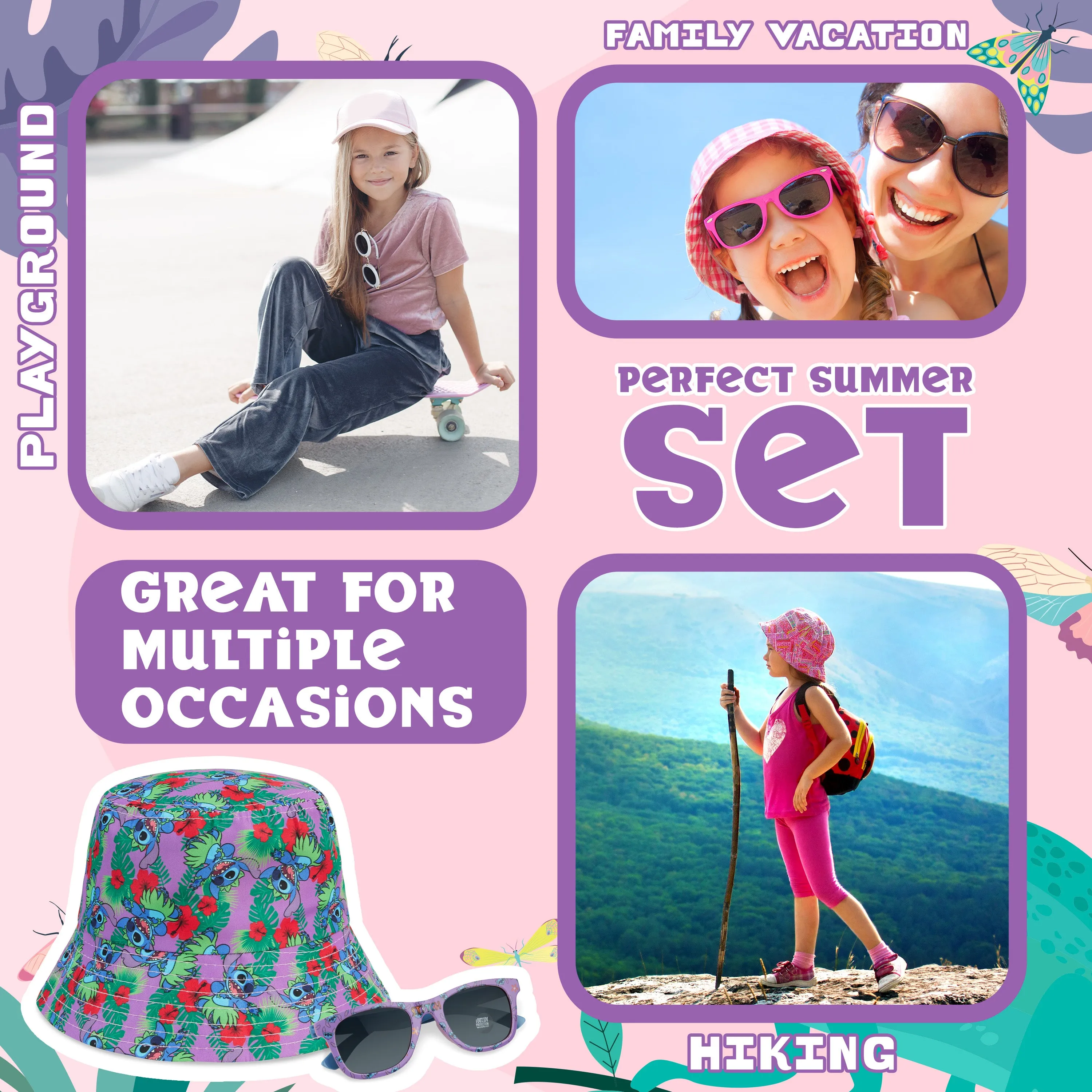 Disney Stitch Sunglasses and Bucket Hat & Sunglasses
