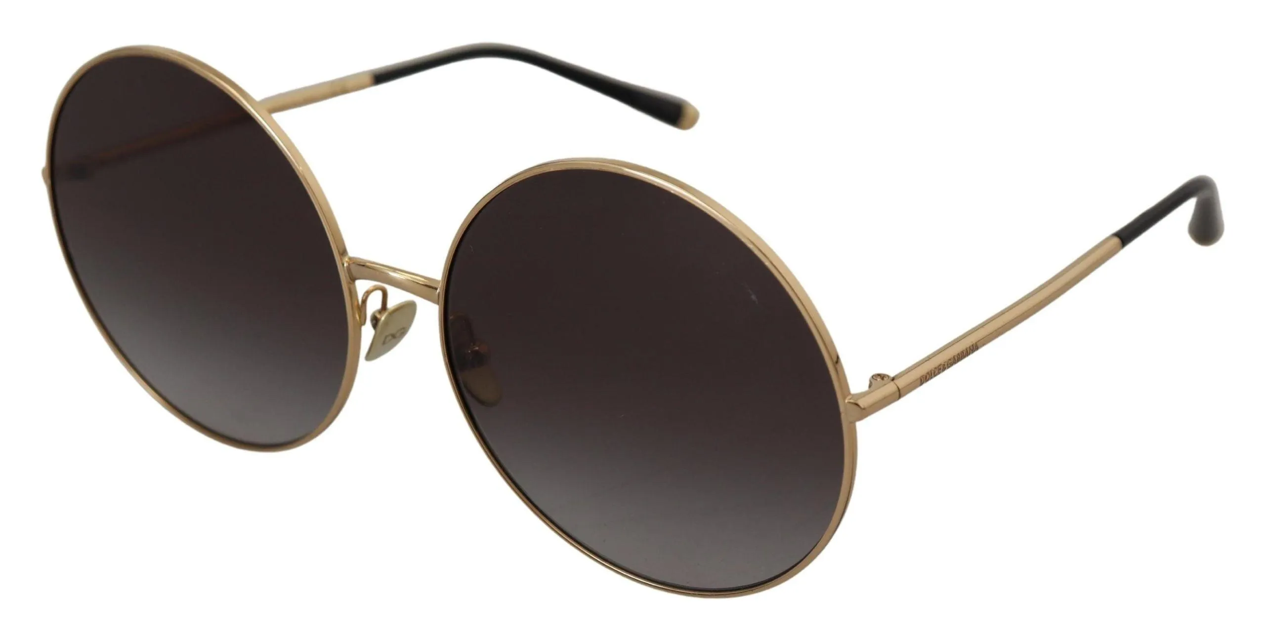 Dolce & Gabbana Black Gold Metal Frame Gradient Lens Sunglasses