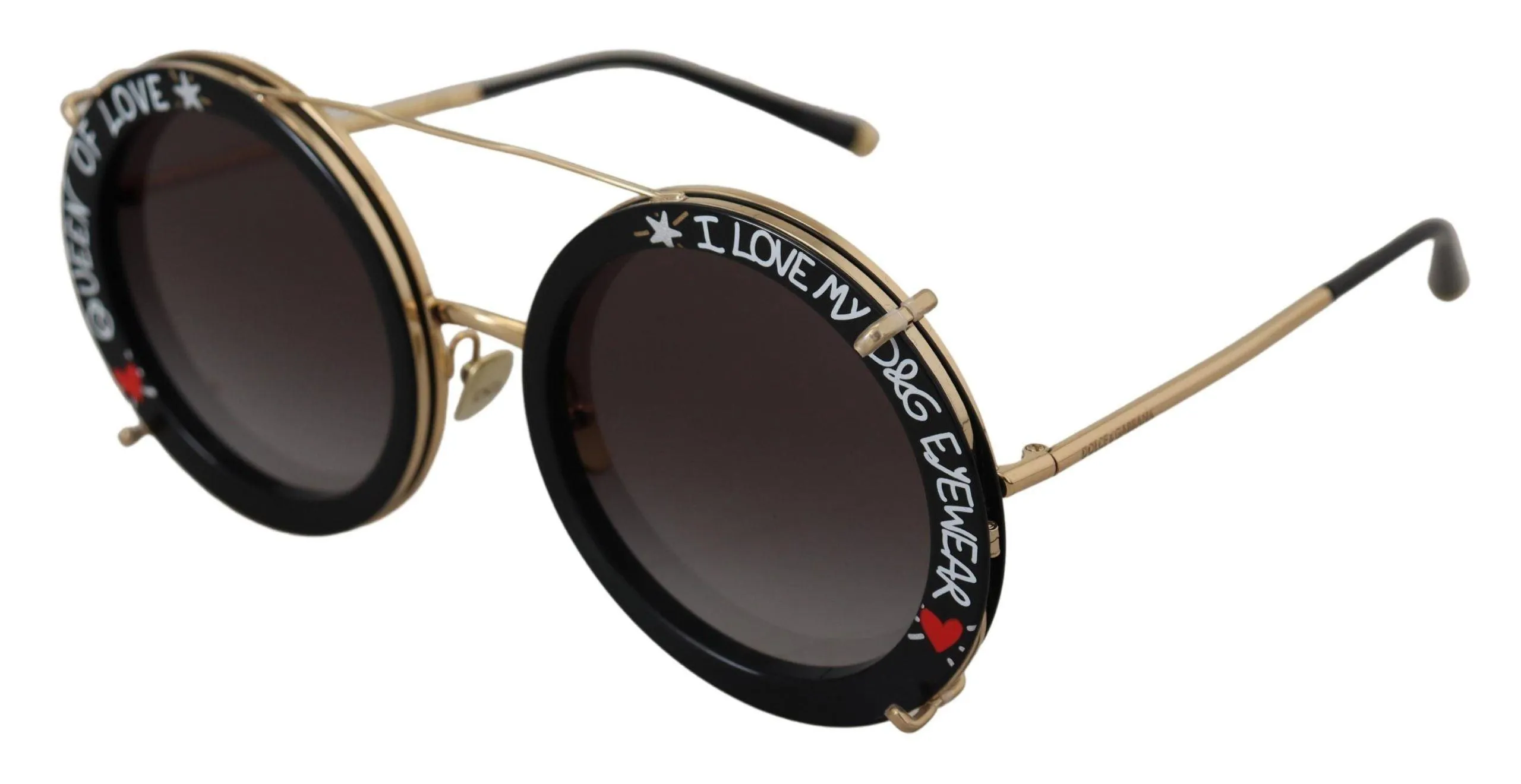 Dolce & Gabbana Black Gold Metal Frame Gradient Lens Sunglasses