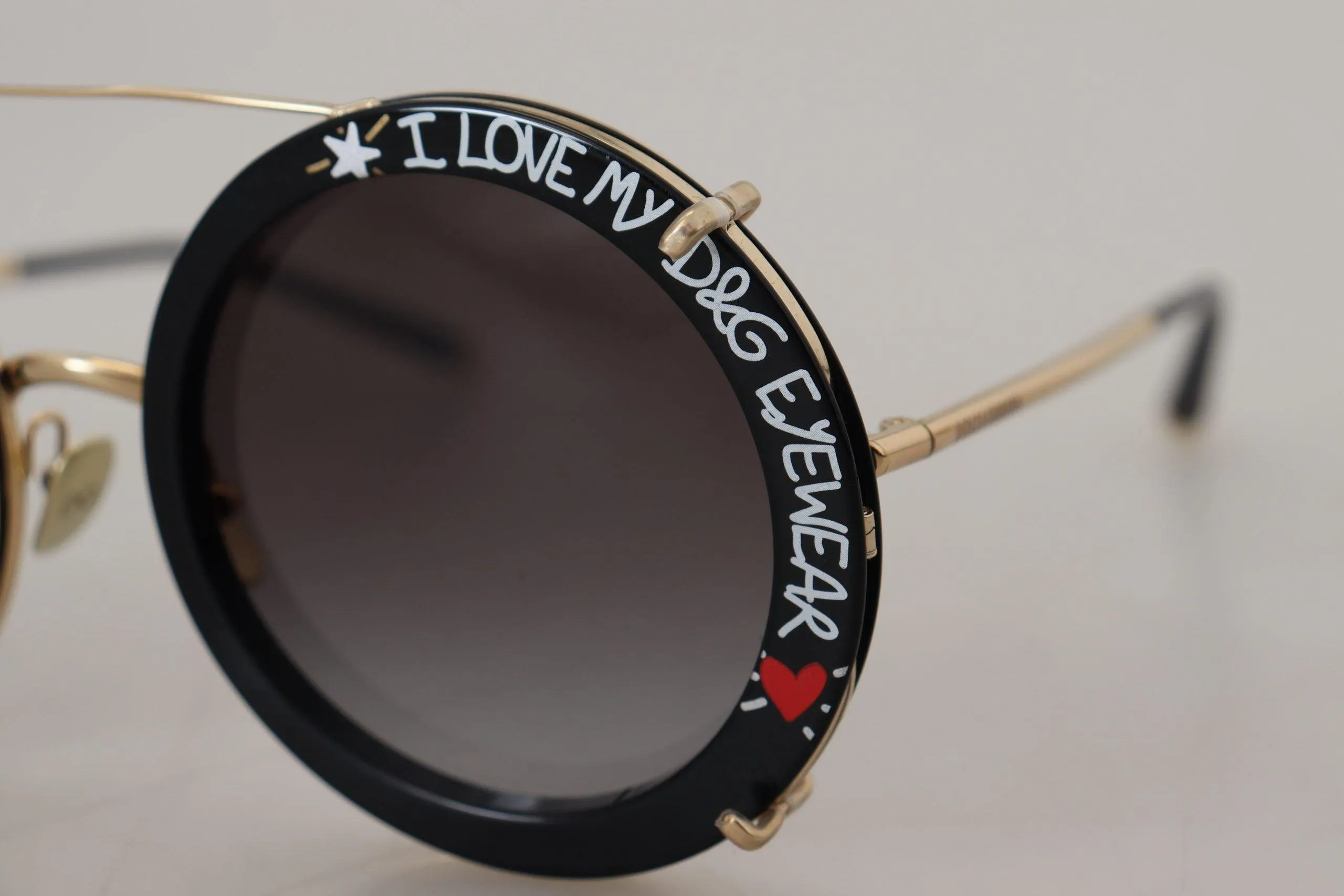 Dolce & Gabbana Black Gold Metal Frame Gradient Lens Sunglasses