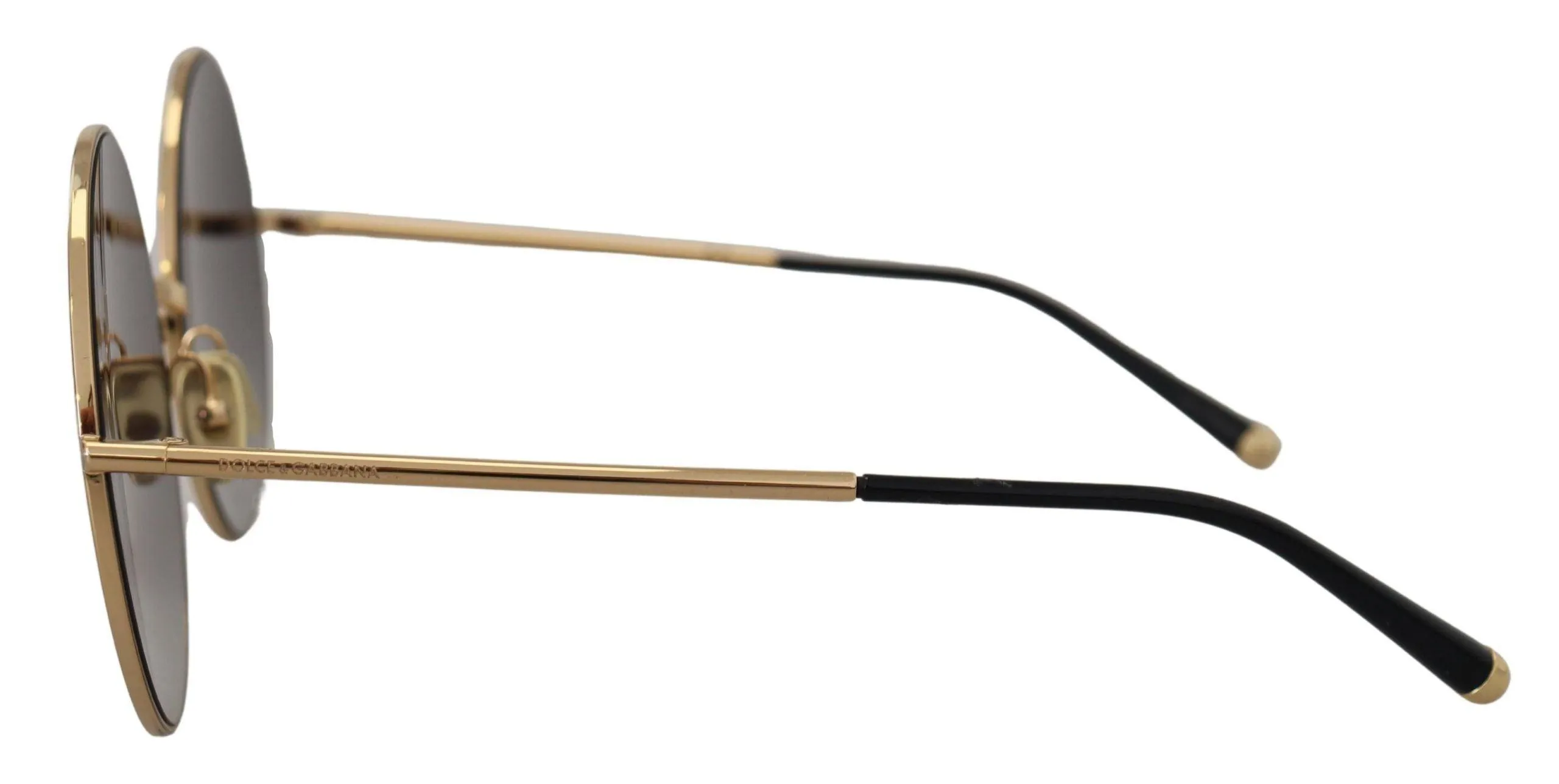Dolce & Gabbana Black Gold Metal Frame Gradient Lens Sunglasses