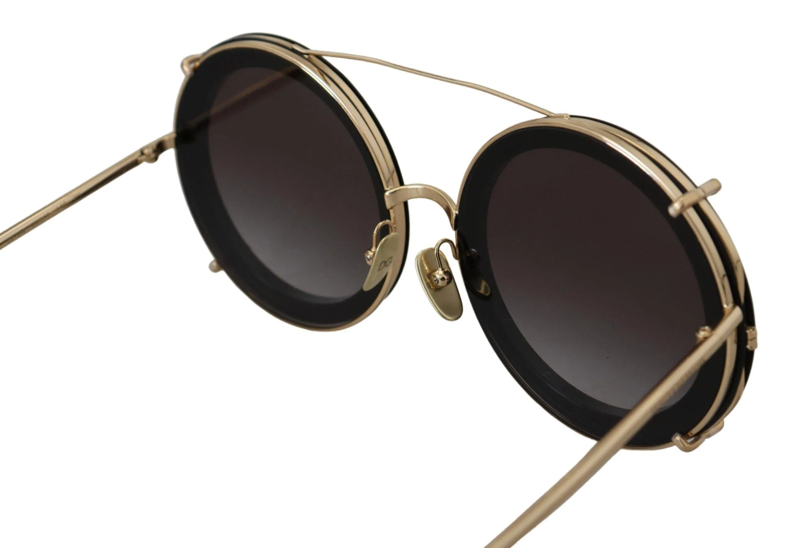 Dolce & Gabbana Black Gold Metal Frame Gradient Lens Sunglasses
